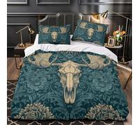 kaiyun Gothic Two-tone Moose And Skull 3D Print Kids Bedding Set 3 Pieces Ultra Soft Microfiber Comforter Cover Quilt Cover,Shrink & Fade Resistant Super King（260x220cm）