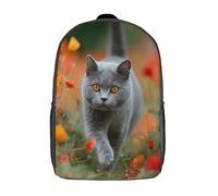 kaiyun Gray British Shorthair Cat Backpack School Bags Kids,for Girls,Boys Bookbag for Elementary,Children's Rucksack 17inch