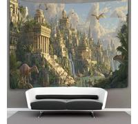 kaiyun Greek, Roman And Mesoamerican Architecture Tapestry Pterosaurs Flying in The Sky Tapestries 3D Wall Hanging Home Decorations for Room 70cmx100cm