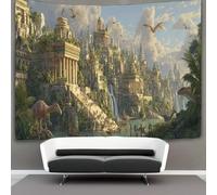 kaiyun Greek, Roman And Mesoamerican Architecture Tapestry Wall Hanging Pterosaurs Flying in The Sky Wall Art for Living Room Bedroom Dorm 180cmx230cm
