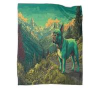kaiyun Green Dog Pattern Blanket Beautiful Scenery Novel Design Dormitory Soft Comfortable Fluffy Bedding Four Seasons 70x80inch(180x200cm)