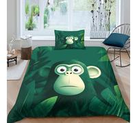 kaiyun Green Forest Duvet Cover Surprised Monkey 3D Printed Bedding Set 3Pcs Microfiber Quilt Cover, with Pillowcase Comforter Cover Adults And Teens Single(135x200cm)