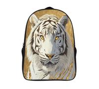 kaiyun Handsome White Tiger Kids Children's School Backpack Golden Light Bookbags Casual Travel Rucksack Boys Girls Large Capacity Daypack 16 inch