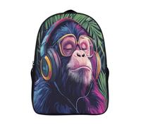 kaiyun Happy Monkey Backpacks Colorful Pattern 3D Printed Daypack for Boys Girls And Middle School Students 16 inch Large Capacity Bookbags