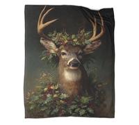 kaiyun Holly Wreath on The Antlers Blanket,Soft,Comfortable And Warm,3D Pattern,Suitable for Home And Camping,50x60inch(127x152cm)