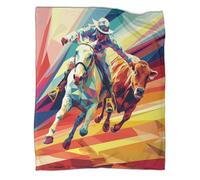 kaiyun Horse Riders Super Soft Blanket | Chasing Bulls Geometric Curves Throws | Fluffy And Warmth Comfortable Travel Cover,50x60inch(127x152cm)