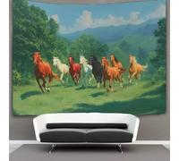 kaiyun Horses Galloping Under The Blue SkyTapestry Wall Hangings Living Room Decorative for Bedroom 130cmx150cm