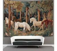 kaiyun Horses on Forest Background Tapestry Wall Hanging, for Bedroom Decor Birthday Party Celebration Or Garden Backdrop 150cmx200cm