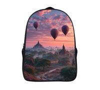 kaiyun Hot Air Balloons Float Above Ancient Temples And Jungles School-Bags Backpacks for Teens,Elementary Girls Bookbags, Lightweight Casual Daypack 39x29x16cm