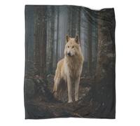 kaiyun Huge Blond Wolf in The Woods Blanket,Soft,Comfortable And Warm,3D Pattern,Suitable for Home And Camping,40x50inch(100x130cm)