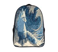kaiyun Ice Fox, Flying Snowflakes, Forest Background Childrens Premium School Travel Bag with Side Hidden Pockets, Bookbag for Boys Girls,Adjustment Buckle Rucksack 16 inch