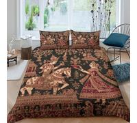 kaiyun Indian Ritual Patterns Printed Duvet Cover, 3Pcs with Pillowcase Bedding Bed Set,Microfibre Quilt Covers,3D Print, for Children Kids Boys Girls Super King（260x220cm）