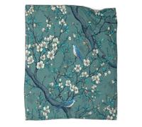 kaiyun Intertwined Twigs, Small Flowers, Light Blue Bird Throws,Soft And Warm Printed Flannel for Bed And Sofa 80x90inch(200x230cm)
