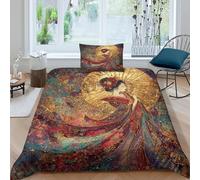 kaiyun Japanese Geisha Dance Duvet Cover Set 3D Printed Quilt Covers 3Pcs with Pillowcase Zipper Closure, Soft Easy Care Microfibre Bedding Single(135x200cm)