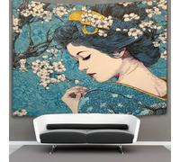 kaiyun Japanese Geisha Under The Cherry Blossom Tree Tapestry Wall Hanging Wall Art for Living Room Bedroom Dorm 100cmx150cm