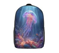kaiyun Jellyfish Gracefully Swim over Coral Reefs School-Bags Backpacks for Teens,Elementary Girls Bookbags, Lightweight Casual Daypack 17inch