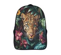 kaiyun Jingle Forest Backpack School Bags Kids,for Girls,Boys Beautiful Leopard Bookbag for Elementary,Children's Rucksack 16 inch