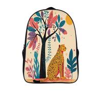 kaiyun Jungle Scene Backpack for School Kids Elementary Middle Travel Bag Leopard Sitting near A TreeBoys Girls Lightweight Schoolbag 16 inch
