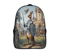 kaiyun Kangaroo Warrior in Armor, Medieval Castle Backpack for Girls Children's Bookbag Lightweight for School Travel Bag,Teen Boys Daypack 39x29x16cm
