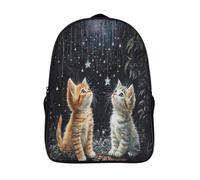 kaiyun Kitten Among The Shooting Stars School-Bags Backpacks for Teens,Elementary Girls Bookbags,Cute Animals Lightweight Casual Daypack 16 inch