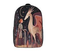 kaiyun Knight And Dragon Backpacks Kids Schoolbag with Adjustable Shoulder Strap Casual Daypack Sports Gym Outdoor 17inch