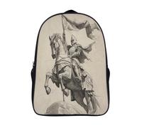 kaiyun Knight Holding A Banner, Riding A Horse, Facing Forward School-Bags Backpacks for Teens,Elementary Girls Bookbags, Lightweight Casual Daypack 16 inch