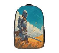 kaiyun Knight in Armor with Sword at His Belt Teenagers Backpack Middle School Students Sunny Field Bookbag Outdoor Daypack 17inch