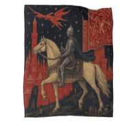 kaiyun Knight on Horse Medieval Fantasy Art Patterned Throw Warm for Camping Outdoor Lightweight for Sofa Bed 70x80inch(180x200cm)
