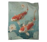 kaiyun Koi Fish, Lotus Flowers, Beautiful Atmosphere Printed Blanket 3D Design Bedspread Soft Warm Microfiber Throws And Patchwork Quilts 40x50inch(100x130cm)