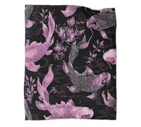 kaiyun Koi in The Pond Pattern Blanket Japanese Style Novel Design Dormitory Soft Comfortable Fluffy Bedding Four Seasons 70x80inch(180x200cm)