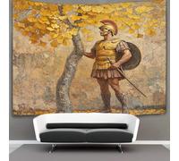 kaiyun Leaved Ginkgo Tree - Fresco Style Tapestry Wall Hanging Ancient Roman Soldiers Standing Under A Yellow Art for Bedroom Living Room Dorm Decor 130cmx150cm