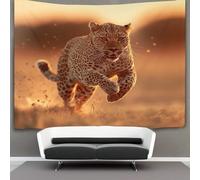kaiyun Leopard Running at Full Speed on The Savannah at Sunset Decorations Tapestry 3D Printing Wall Blanket Wall Hanging for Living Room Bedroom Dorm Decor 130cmx150cm