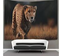 kaiyun Leopard Running on The Golden Savannah Tapestry, Wall Hanging,Wall Art for Bedroom Aesthetic Home Decoration for Living Roombedroom 70cmx100cm
