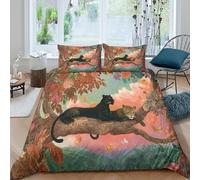 kaiyun Leopards And Jaguars Duvet Cover Set 3D Printed Bedding Set, Beautiful Tree Tops Quilt Cover,3 PCs - Shrink & Fade Resistant for Children Kids Boys Girls Double（200x200cm）