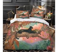 kaiyun Leopards And Jaguars Printed Duvet Cover Set 3 Piece Microfiber Quilt Cover 3D Beautiful Tree Tops Patterned Easy Care Bedding Set - Shrink & Fade Resistant Super King（260x220cm）