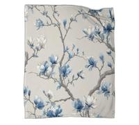 kaiyun Light Blue Magnolia Branches Home Use Bedding 3D Chinese Style Digital Printed Plush Bed Blanket Boys And Girls Sofa Throws 40x50inch(100x130cm)