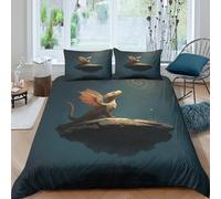 kaiyun Little Dragon on The Floating Island 3D Duvet Cover, Bedding Sets, Microfibre 3 Piece Quilt Bed Set,Comforter Cover with Pillowcase Double（200x200cm）