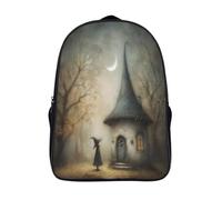 kaiyun Little Witch's Cottage Backpacks Surrounded by Ancient Trees 3D Printed Daypack for Boys Girls And Middle School Students 16 inch Large Capacity Bookbags