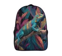 kaiyun Lizard Sitting on A Branch in The Jungle Childrens Premium School Travel Bag with Side Hidden Pockets, Bookbag for Boys Girls,Adjustment Buckle Rucksack 16 inch