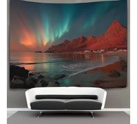 kaiyun Lofoten Islands, Norway Tapestry,Beautiful Northern Lights Wall Hanging,Wall Art for Bedroom Aesthetic Home Decoration for Living Roombedroom 130cmx150cm