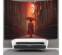 kaiyun Maiko Stroll through The Bamboo Groves of Arashiyama, Kyoto Tapestry Wall Hanging Bedroom Home Decor 180cmx230cm