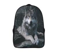 kaiyun Majestic Wolf Perched on A Rock in The Forest Childrens Premium School Travel Bag with Side Hidden Pockets, Bookbag for Boys Girls,Adjustment Buckle Rucksack 16 inch