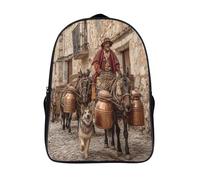 kaiyun Man Riding A Mule Towards A Medieval Town School-Bags Backpacks for Teens,Elementary Girls Bookbags, Lightweight Casual Daypack 39x29x16cm