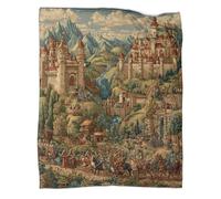 kaiyun Medieval Art, European Landscapes, Knights Pattern Blanket Novel Design Dormitory Soft Comfortable Fluffy Bedding Four Seasons 70x80inch(180x200cm)