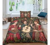 kaiyun Medieval Folk Rock Band Duvet Cover Set 3D Printed Bedding Set, Illuminated Manuscript Style Quilt Cover,3 PCs - Shrink & Fade Resistant for Children Kids Boys Girls Single（135x200cm）
