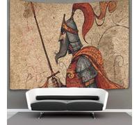 kaiyun Medieval Hand-drawn Manuscript Style Tapestry Warrior Statue Wall Hanging Tapestries for Bedroom Living Room Apartment Dorm Decorations Wall Art Decor 70cmx100cm