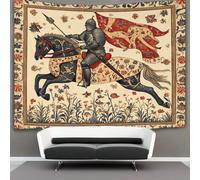 kaiyun Medieval Knight on Horse Tapestry,Medieval Art Style Wall Hanging,Wall Art for Bedroom Aesthetic Home Decoration for Living Roombedroom 70cmx100cm