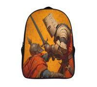 kaiyun Medieval Knight Raising His Spear Children's Backpack,Kids Schoolbag Oil Painting Style Students Bookbag for Boys Girls,16 inch