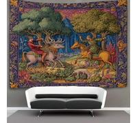kaiyun Medieval Manuscript Hunting Illustrations Decorations Tapestry 3D Printing Wall Blanket Wall Hanging for Living Room Bedroom Dorm Decor 180cmx230cm