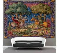 kaiyun Medieval Manuscript Hunting Illustrations Tapestry, Wall Hanging,Wall Art for Bedroom Aesthetic Home Decoration for Living Roombedroom 70cmx100cm